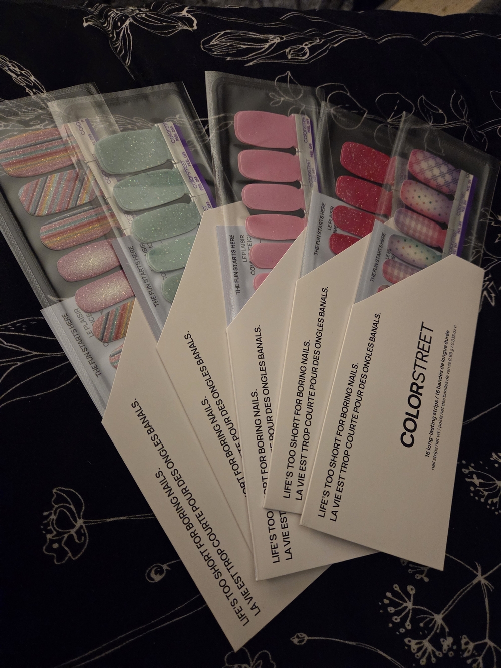 Color Street Party Box Pastel Pink, Mint & Hot Pink Nail Strips
